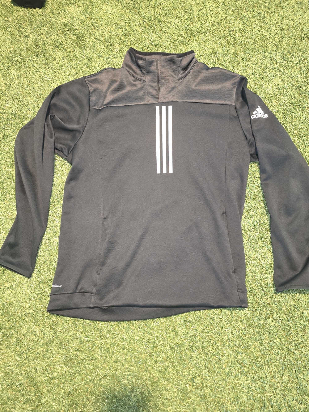 adidas Black Pullover with White Center Stripes Mens Sz L